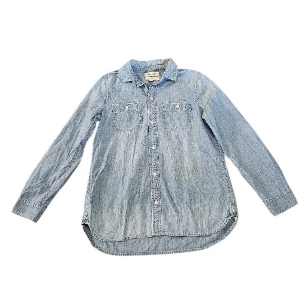 Madewell Classic Shirt Womens Medium Blue Chambray Button Down Long Sleeve